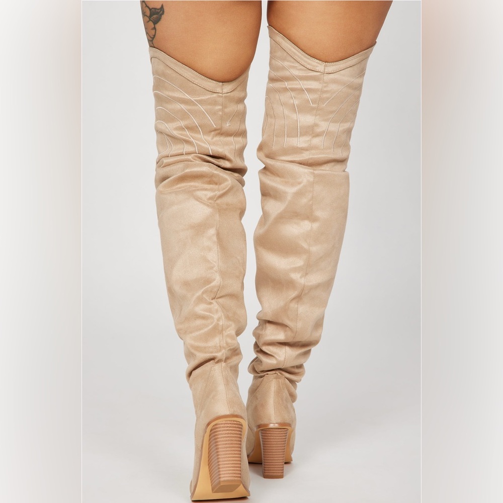 Nude thigh high bootss